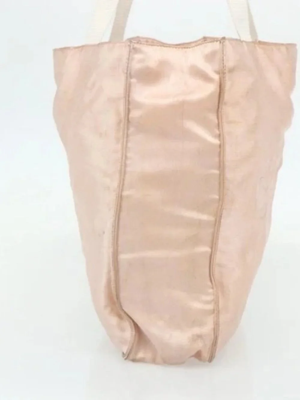 CHANEL Tote Bag Satin Gold Pink CC Auth bs35157